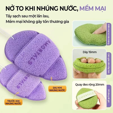 Combo 3 Mút Rửa Mặt Amortals Dạng Giọt Nước - Bọt Mịn, Sạch Sâu, Dịu Nhẹ Cho Da Mặt, Hỗ Trợ Tạo Bọt Hoàn Hảo