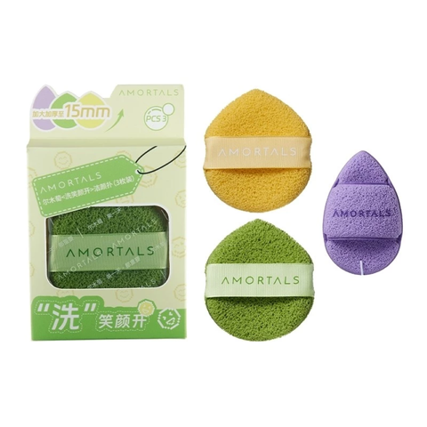 Combo 3 Mút Rửa Mặt Amortals Dạng Giọt Nước - Bọt Mịn, Sạch Sâu, Dịu Nhẹ Cho Da Mặt, Hỗ Trợ Tạo Bọt Hoàn Hảo