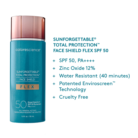 Kem Chống Nắng Colorescience Sunforgettable Total Protection Face Shield Flex SPF 50 - Bảo Vệ Da Khỏi Tia UV, Lớp Nền Tự Nhiên, Dưỡng Ẩm