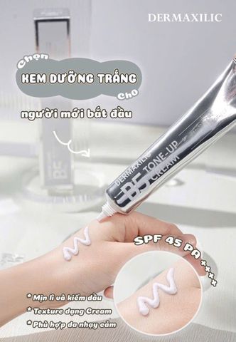 Kem Dưỡng Da Chống Nắng Dermaxilic B5 Tone Up SPF 45+/PA++++ - Bảo Vệ Da, Nâng Tone Trắng Mịn Tự Nhiên, Dưỡng Ẩm Hiệu Quả