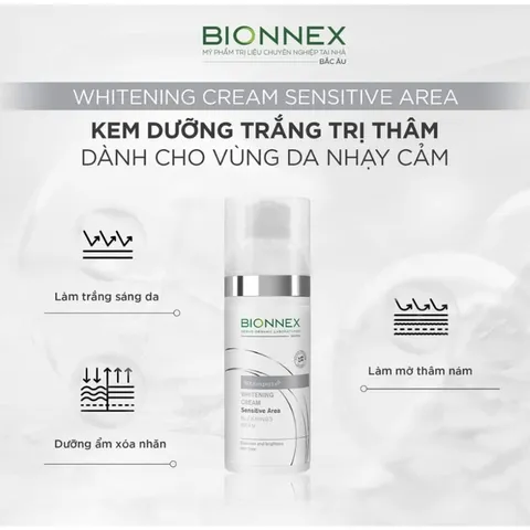 Kem Dưỡng Trắng Da Vùng Nhạy Cảm Bionnex - Whitening Cream 50ml - Chăm Sóc Da, Cung Cấp Độ Ẩm, Làn Da Rạng Rỡ, An Toàn Cho Phụ Nữ Mang Thai