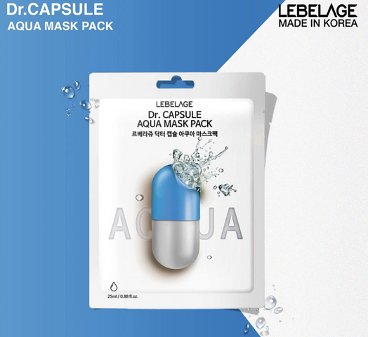 Mặt Nạ Giấy Lebelage Dr.Capsule Aqua - Cấp Ẩm Sâu, Dưỡng Da Khô, Hàn Quốc, 30 Miếng