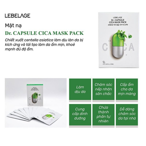 Mặt Nạ Lebelage Dr.Capsule Cica Rau Má - Hỗ Trợ Phục Hồi Da Nhạy Cảm, Làm Dịu, Giảm Mẩn Đỏ, Giúp Tái Tạo Da Tổn Thương