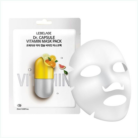 Mặt Nạ Lebelage Dr.Capsule Vitamin Mask Pack - Dưỡng Sáng Da, Cải Thiện Tình Trạng Da Xỉn Màu, Hàn Quốc, Hộp 30 Miếng