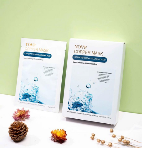 Mặt Nạ Yovp Copper Mask Dưỡng Ẩm Chuyên Sâu - Trẻ Hóa Da, Tái Tạo Collagen, Peptide Đồng, Hộp 10 Miếng