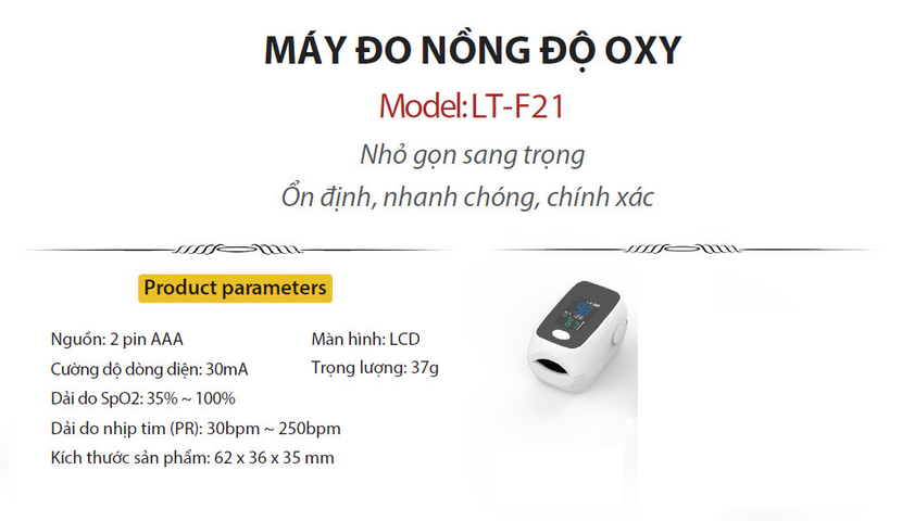 Máy Đo Nồng Độ Oxy Trong Máu Sika LT-F21 - Thiết Bị Chăm Sóc Sức Khỏe Đo SpO₂ Và Nhịp Tim Chính Xác Tại Nhà