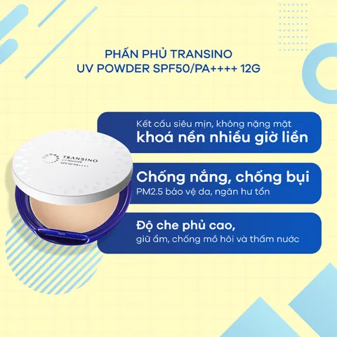 Phấn Phủ Chống Nắng Transino UV Powder SPF50 - Phủ Bảo Vệ Da, Kiềm Dầu, Mỹ Phẩm Nhật Bản Cho Mọi Loại Da