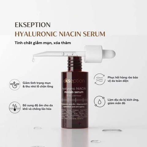 Serum Dưỡng Da Kiềm Dầu Ekseption Hyaluronic ZnPCA 75ml - Hỗ Trợ Dưỡng Ẩm và Cải Thiện Mụn Cho Da Dầu Mụn