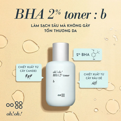 Toner Tẩy Tế Bào Chết Oh!Oh! BHA 2% - Sạch Sâu, Ngăn Ngừa Mụn Cho Da Dầu - Hàn Quốc, 75ml