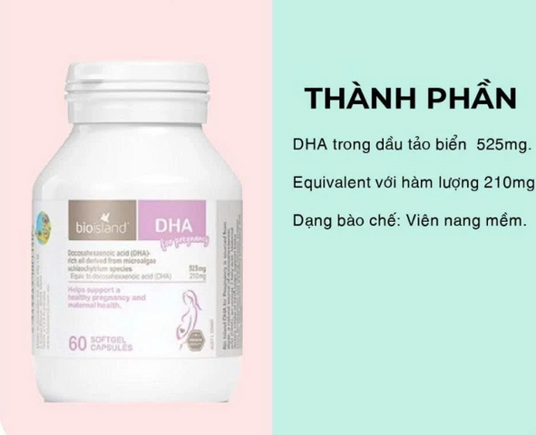 Viên Uống DHA Úc Bio Island Cho Bà Bầu - Hỗ Trợ Phát Triển Não Bộ Và Thị Lực Thai Nhi, 60 Viên