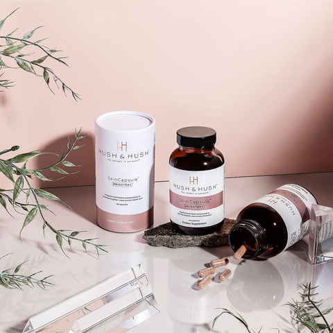 Viên Uống Hush & Hush Skin Capsule Brighten+ - Hỗ Trợ Trắng Da, Cải Thiện Nám, Chăm Sóc Da Khỏe Mạnh - Lọ 60 Viên Nhập Khẩu USA