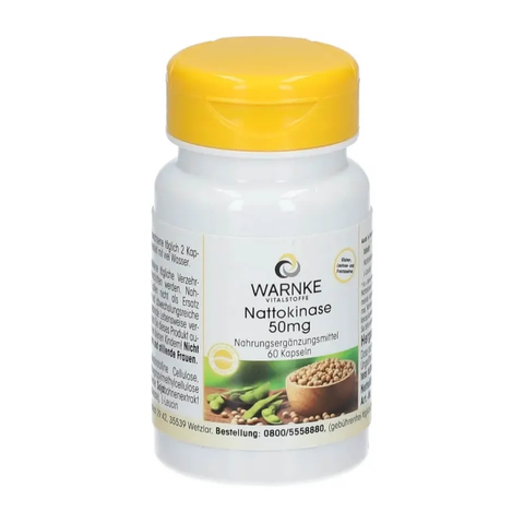 Viên uống Warnke Nattokinase 50mg - Hỗ trợ tim mạch, giảm huyết khối, tăng cường lưu thông máu - Sản phẩm sức khỏe cao cấp từ Đức