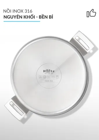Nồi inox 316 đúc liền khối Haatz CIC6382V 22cm - Chống ăn mòn, thiết kế chắc chắn, phù hợp mọi loại bếp