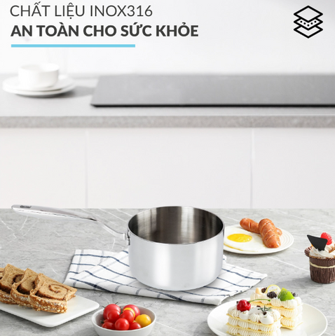 Quánh Inox 316 Haatz CIC1240V 16cm - Đúc Liền Khối Chống Ăn Mòn, Phù Hợp Cho Bếp Từ, Gas, Hồng Ngoại, Điện