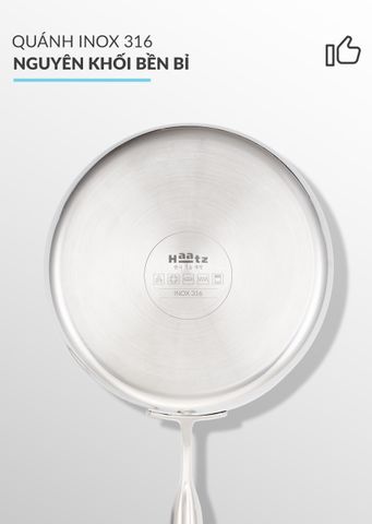 Quánh Inox 316 Đúc Liền Khối Haatz CIC1250V Size 18cm - Chống Mòn, Dùng Được Cho Mọi Loại Bếp, An Toàn, Tiện Lợi