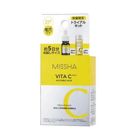 Set Tinh Chất Dưỡng Sáng Da Missha Vita C Ascorbic Acid - Serum Làm Mờ Thâm, Cải Thiện Đàn Hồi Da - Bộ 2 Sản Phẩm Hàn Quốc
