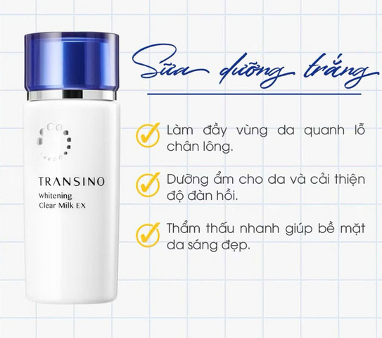 Sữa Dưỡng Trắng Da Transino Whitening Clear Milk EX 100ml - Hỗ Trợ Mờ Thâm Nám, Cải Thiện Độ Ẩm, Da Mịn Màng, Nhật Bản