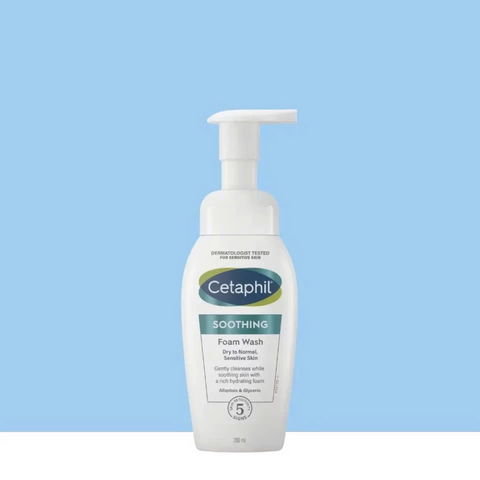 Sữa Rửa Mặt Tạo Bọt Cetaphil Soothing Foam Wash 200ml - Dành Cho Da Nhạy Cảm, Làm Sạch Dịu Nhẹ, Giữ Ẩm Tự Nhiên, Không Gây Kích Ứng