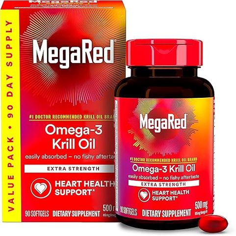 Viên Dầu Nhuyễn Thể MegaRed Extra Strength Omega-3 Krill Oil 500mg - Hỗ Trợ Sức Khỏe Tim Mạch, Làm Đẹp Da, 90 Viên