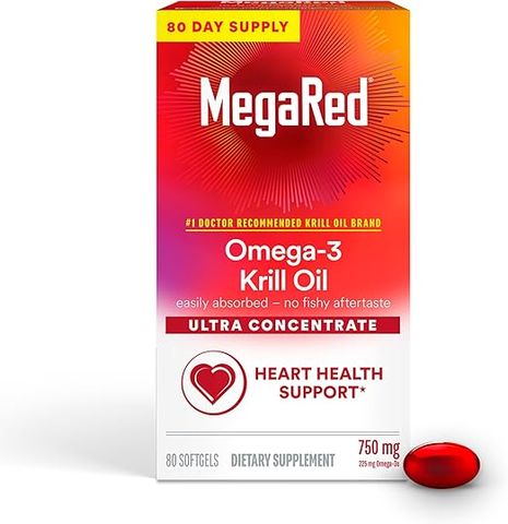 Viên dầu nhuyễn thể MegaRed Ultra Concentrate Omega-3 Krill Oil 750mg - Hỗ trợ sức khỏe tim mạch, làm đẹp da, 80 viên