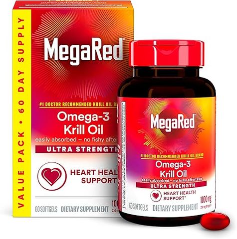 Viên Dầu Krill Omega-3 MegaRed Ultra Strength 1000mg - Hỗ Trợ Sức Khỏe Tim Mạch, Làm Đẹp Da, Không Gluten, 60 Viên