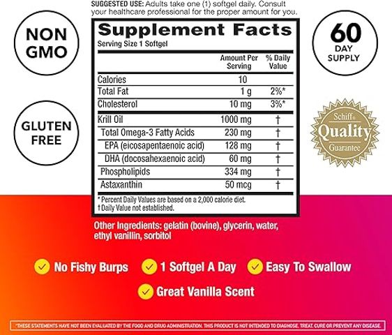Viên Dầu Krill Omega-3 MegaRed Ultra Strength 1000mg - Hỗ Trợ Sức Khỏe Tim Mạch, Làm Đẹp Da, Không Gluten, 60 Viên