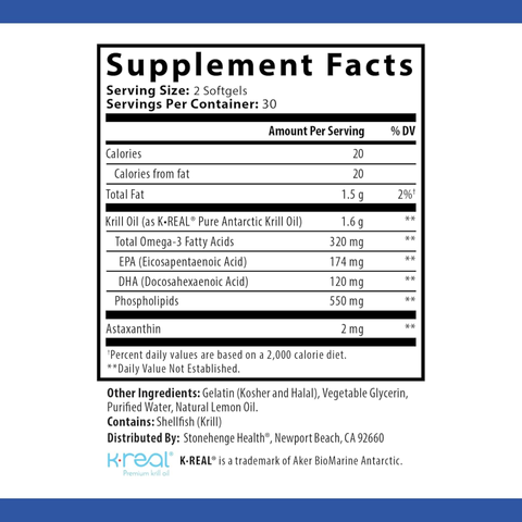 Viên Dầu Nhuyễn Thể Stonehenge Health Dynamic Krill Oil 1600mg - Omega-3 Giàu EPA & DHA, Hỗ Trợ Tim Mạch và Làn Da Khoẻ Mạnh