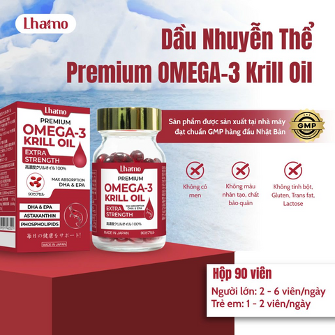 Viên nang dầu nhuyễn thể Lhamo Premium Omega-3 - Hỗ trợ tim mạch, cải thiện trí nhớ, tăng cường sức khỏe tự nhiên - Hộp 90 viên