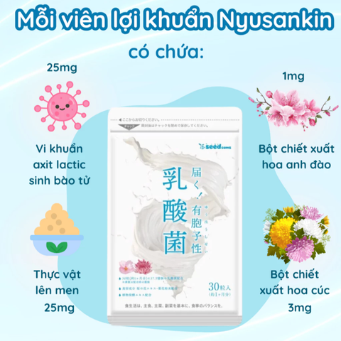Viên Uống Bổ Sung Lợi Khuẩn Nyusankin Seedcoms - Hỗ Trợ Tiêu Hóa Khỏe Mạnh, Cân Bằng Hệ Vi Sinh Đường Ruột, Tăng Cường Miễn Dịch