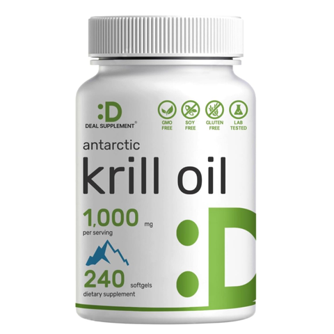 Viên Uống Dầu Nhuyễn Thể Deal Supplement Antarctic Krill Oil 1000mg - Bổ Sung Omega-3 Hỗ Trợ Sức Khỏe Tim Mạch, Não Bộ, Khớp, Thị Lực