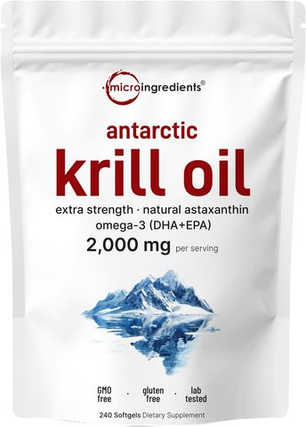 Viên uống Dầu Nhuyễn Thể Micro Ingredients Antarctic Krill Oil 2000mg - Tốt cho Tim Mạch và Làm Đẹp Da, Chứa Omega 3 Tự Nhiên