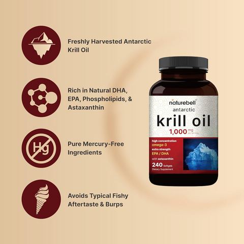 Viên Uống Dầu Nhuyễn Thể Nam Cực NatureBell Antarctic Krill Oil 1000mg - Hỗ Trợ Tim Mạch, Thị Lực, Sức Khỏe Tổng Thể