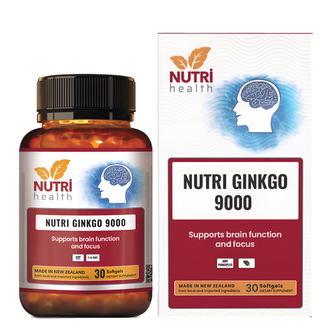 Viên uống hỗ trợ não bộ Nutri Ginkgo 9000 New Zealand - Tăng cường tuần hoàn não, cải thiện rối loạn tập trung - 30/60 viên