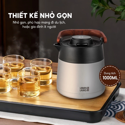 Bình Pha Trà Giữ Nhiệt Inox 304 Lõi Lọc Thông Minh Lebenlang LBL3031 - Giữ Nhiệt 6-8 Giờ, Màn Hình LED Hiển Thị Nhiệt Độ