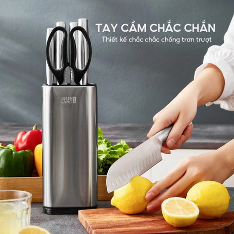 Bộ Dao Kéo 5 Món Lebenlang LBL1956 - Thép Không Gỉ, Thiết Kế Công Thái Học, Tiện Dụng Cho Nhà Bếp, Bộ Dụng Cụ Nấu Ăn Chất Lượng Cao