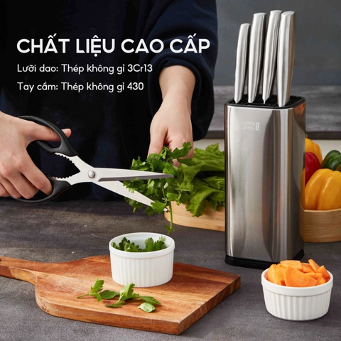 Bộ Dao Kéo 5 Món Lebenlang LBL1956 - Thép Không Gỉ, Thiết Kế Công Thái Học, Tiện Dụng Cho Nhà Bếp, Bộ Dụng Cụ Nấu Ăn Chất Lượng Cao