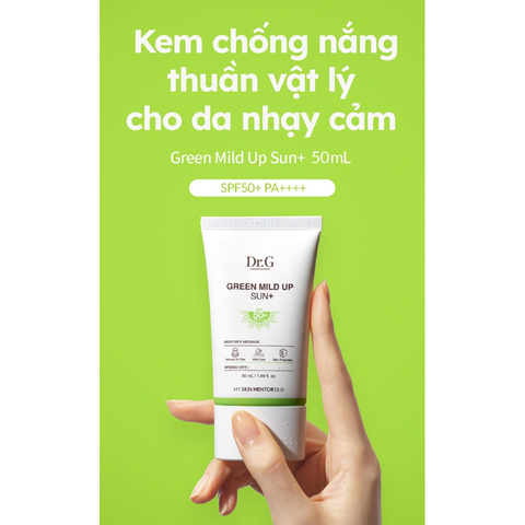 Kem Chống Nắng Vật Lý Dr.G Green Mild Up Sun+ SPF50+ - Bảo Vệ Da Hàng Ngày, Chất Dịu Nhẹ, Phù Hợp Mọi Loại Da