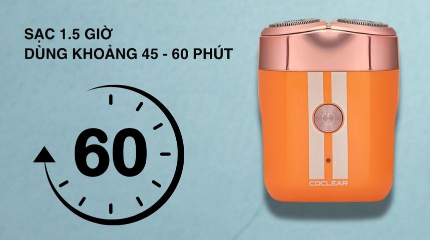 Máy cạo râu Coclear CS007 - Thiết kế nhỏ gọn, cạo khô và ướt, bền nước IPX7, pin sạc nhanh, lưỡi dao sắc bén, đèn LED hiển thị