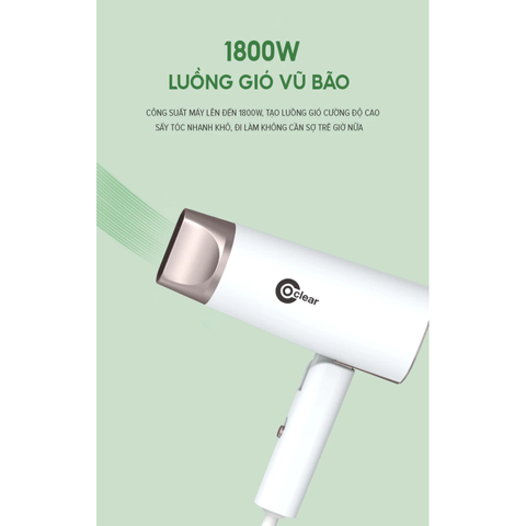 Máy Sấy Tóc Gấp Gọn Coclear CH6289 1800W - Thiết Kế Tiện Lợi, Sấy Nhanh, Giữ Độ Mềm Mượt, Du Lịch Thoải Mái