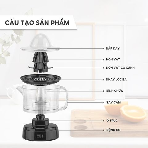 Máy Vắt Cam Lebenlang LBL3383 - Công Suất 40W, Dung Tích 500ml, Thiết Kế Hiện Đại, Sang Trọng, Hàng Nhập Khẩu Đức