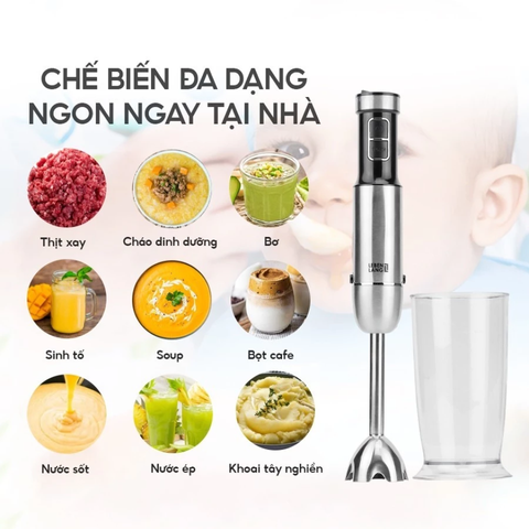 Máy Xay Sinh Tố Cầm Tay Đa Năng Lebenlang LBL3638 - 1000W, 10 Tốc Độ, Inox 304, Dung Tích 600ml, Xay Sinh Tố, Thức Ăn Cho Bé, Làm Sốt