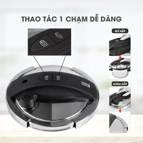 Nồi Áp Suất Lebenlang LBL0909 5.5L - Chất Liệu Inox Cao Cấp, Tương Thích Mọi Loại Bếp, Nấu Nhanh Tiết Kiệm Thời Gian