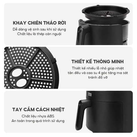 Nồi Chiên Không Dầu Lebenlang LBL8187 5L - Công Nghệ Chiên Không Dầu 360° Cho Bữa Ăn Ngon Miệng Cho Gia Đình 4-6 Người