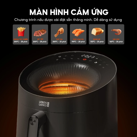 Nồi Chiên Không Dầu Lebenlang LBL8187 5L - Công Nghệ Chiên Không Dầu 360° Cho Bữa Ăn Ngon Miệng Cho Gia Đình 4-6 Người