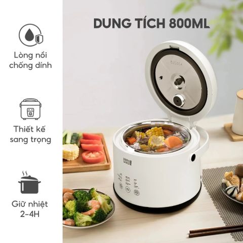 Nồi Cơm Điện Lebenlang LBL0582 Đức 0.8L - Đa Chức Năng, Điều Khiển Cảm Ứng, Nấu Cơm, Súp, Cháo, Giữ Ấm, Thích Hợp Cho Gia Đình Nhỏ