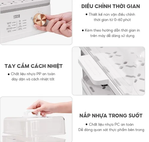 Nồi Hấp Điện 2 Tầng Đa Năng Lebenlang LBEL5030 800W Dung Tích 12L - Tiện Lợi Cho Mọi Bữa Ăn