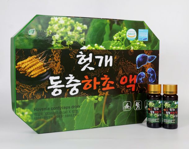 Nước Đông Trùng Hạ Thảo Mát Gan Well Bio Hovenia Cordyceps - Giải Độc, Thanh Nhiệt, Làm Đẹp Da, Hỗ Trợ Sức Khỏe 10 Lọ 100ml