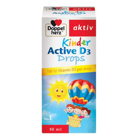 Siro Bổ Sung Vitamin D3 Cho Bé Doppelherz Aktiv Kinder Active D3 Drops 10ml - Hỗ Trợ Hấp Thụ Canxi, Tăng Cường Sức Đề Kháng