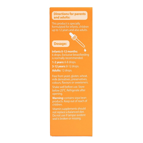 Siro Nature's Way Kids Smart Drops Vitamin D3 + K2 - Bổ Sung Vitamin D3 và K2 Hỗ Trợ Hấp Thụ Canxi Cho Trẻ Từ 0 Tháng Tuổi