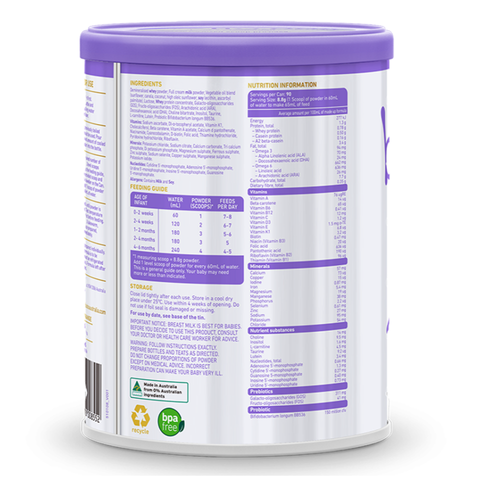 Sữa Bubs Supreme 1 cho Bé 0-6 Tháng - Công Thức A2 Beta-Casein Dễ Tiêu Hóa, Dinh Dưỡng Gần Gũi Như Sữa Mẹ, 800g